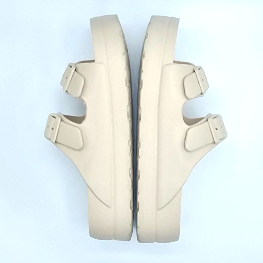 Women’s Cream Double Buckle Slides Size 39/8.5 Minimalist Comfort - Picture 5 of 11